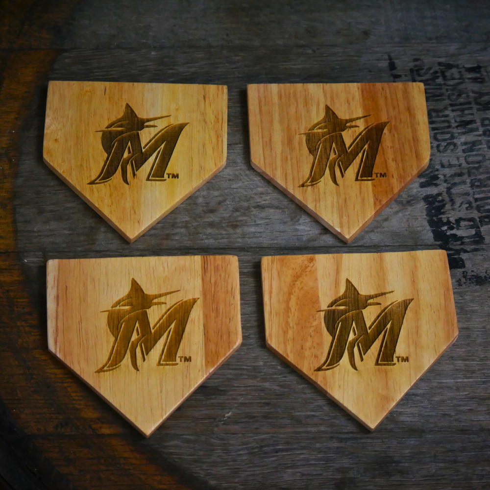 Miami Marlins "M" Dugout Mug® | 4 Pack Wooden Coaster Set