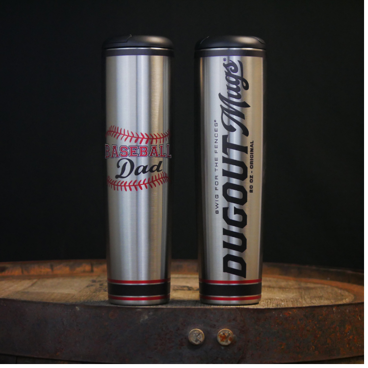 "Baseball Dad" Dugout Mugs® | Metal Baseball Bat