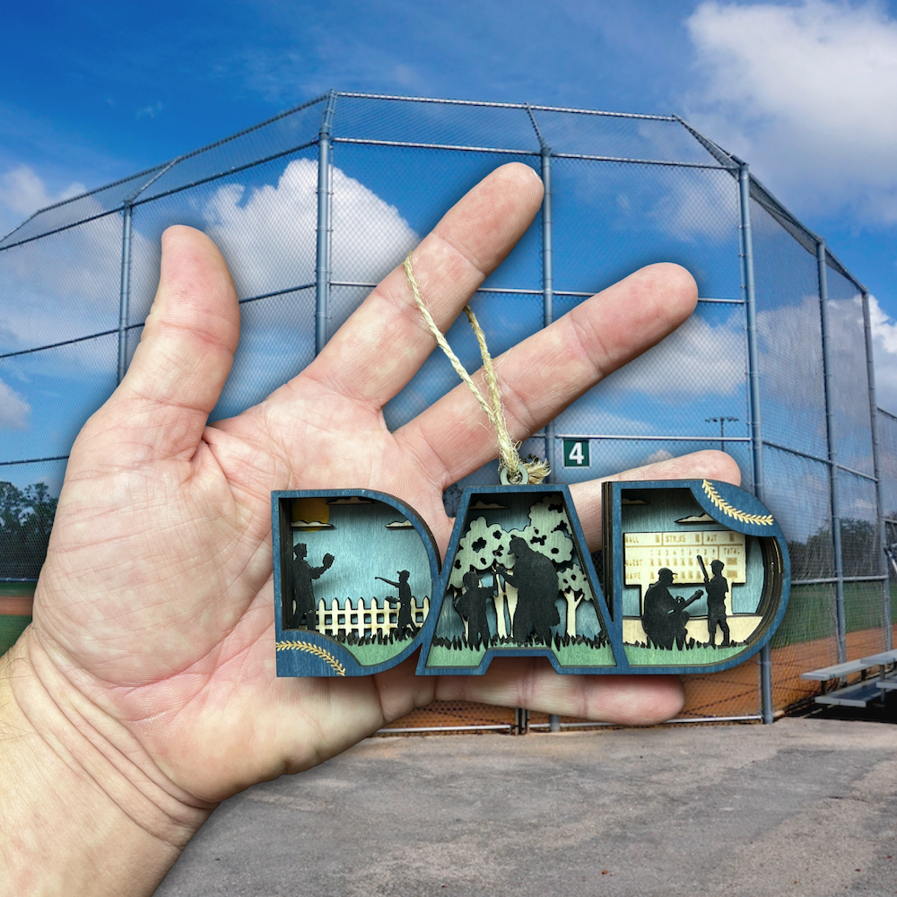 PRE-ORDER - Baseball Dad Christmas Ornament - 3D Wooden Keepsake