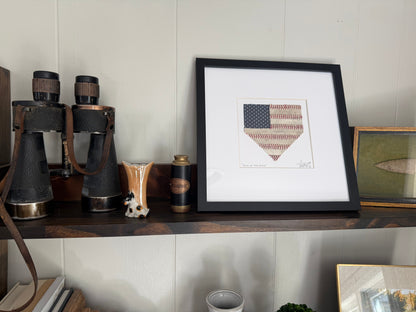Baseball American Flag Home Plate 10x10 Framed Art | "Home of the Brave"