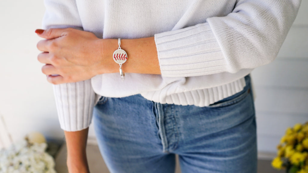 Silver Baseball Seam Bracelet