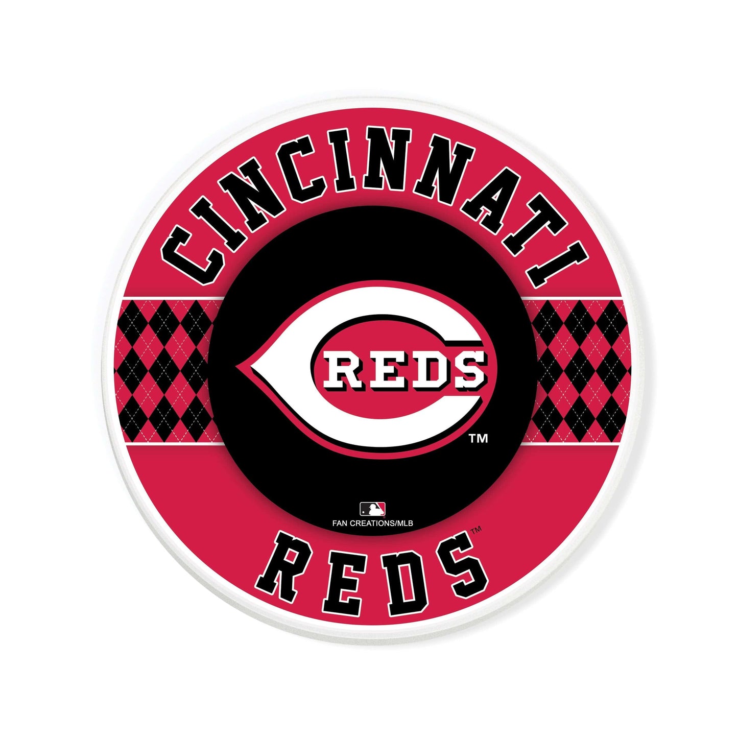 MLB - Cincinnati Reds 4 inch Ceramic Argyle Coaster