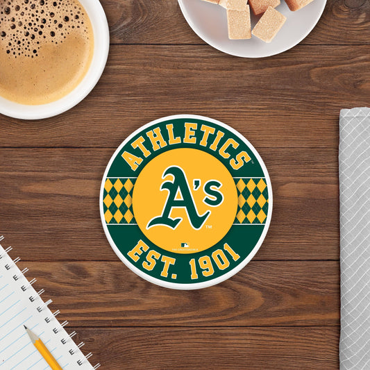 MLB - Oakland Athletics 4 inch Ceramic Argyle Coaster