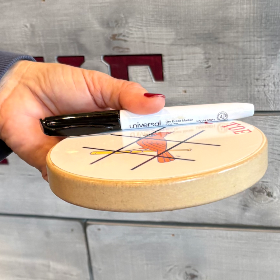 Washington Nationals Portable Dry Erase Game Board - 6.5" Double-Sided Wooden Tic Tac Toe Travel Set with Marker & Bag
